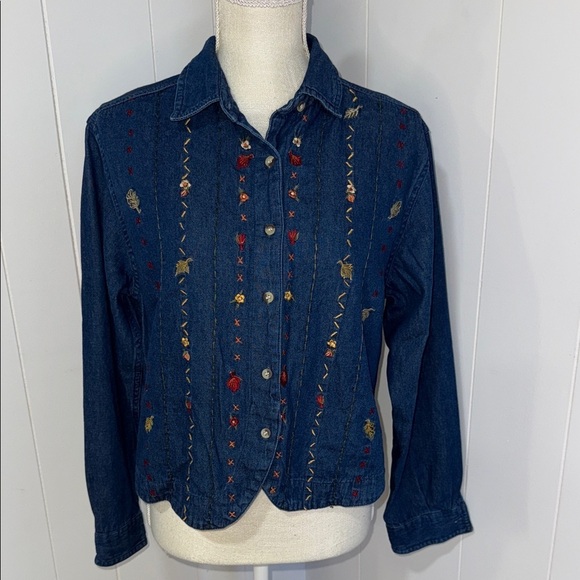 Victoria Jones Woman Tops - Victoria Jones Woman Blue Embroidered Blouse
